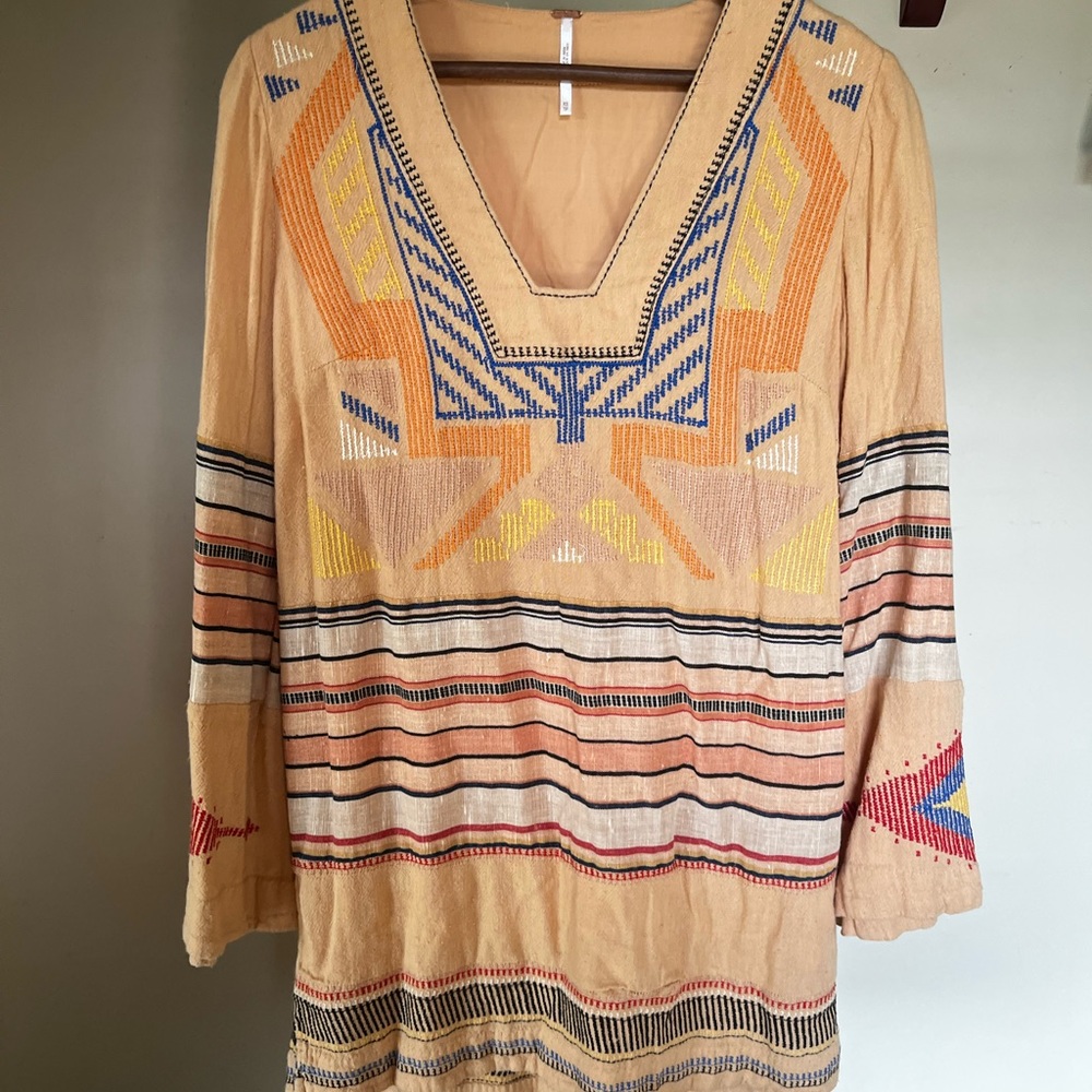 Free People Embroidered Sundown Mini Tunic Dress - Picture 2 of 7